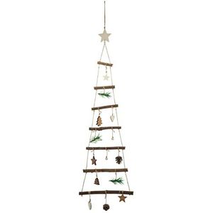 Atmosphera Kerstboom van natuurlijk hout, om op te hangen, groen en wit