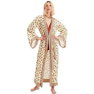 Trendyol Dames Beachwear Regular Basic V-hals Geweven Kimono's & Kaftans, Zeer kleurrijk, S