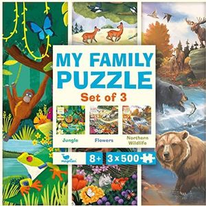 My Family Puzzle - Set of 3 - Jungle, Flowers, Northern Wildlife: Hochwertiges Puzzle-Set im Schuber ab 8 Jahren