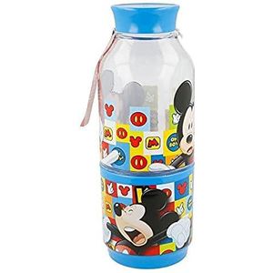 ALMACENESADAN 2155; Snack Mickey Mouse; twee vakken; inhoud fles 300 ml; product van kunststof; BPA-vrij
