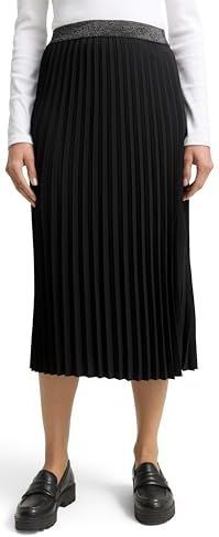 Tom Tailor - Plissérok - Effen - Knielang - Uitlopend - Elastische Band