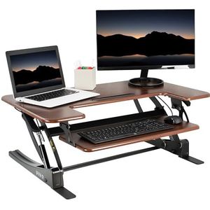 VIVO In hoogte verstelbaar 36 inch Stand Up Desk Converter, Quick Sit to Stand Tafelblad Dual Monitor Riser Workstation, Donker hout, DESK-V000VD…