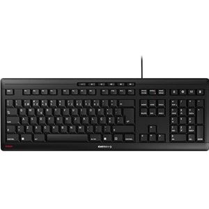CHERRY STREAM KEYBOARD, Bedraad Toetsenbord, Portugese Indeling (QWERTY), Fluisterstille Toetsaanslag, Uniek Typgevoel, Plat Ontwerp, USB-A Verbinding, Zwart