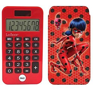 Lexibook Calculator Miraculous, Ladybug, klassieke en geavanceerde functies, harde schaal, werkt op batterijen, rood/zwart, C45MI