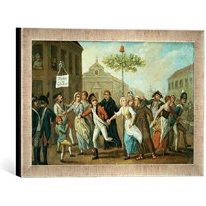 Ingelijste foto van AKG Anonymous ""Vrijheidsboom, Rheinland 1792/93 Kunstdruk in hoogwaardige handgemaakte fotolijst, 40x30 cm, zilver raya
