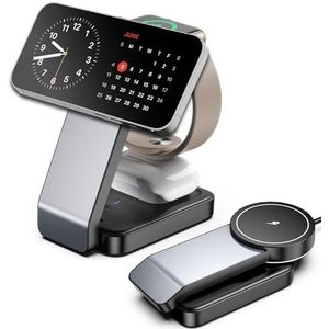 iPhone inductielader, magnetische oplader 3-in-1 Apple voor mag-Safe iPhone 15 14 13 Pro Max, draadloze oplader voor iWatch 9 Ultra 8, draadloze oplader voor Airpods Pro 3/2 met licht