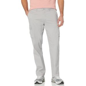 Amazon Essentials Men's Stretch-cargobroek met rechte pasvorm (verkrijgbaar in grote en lange maten), Lichtgrijs, 42W / 30L