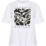 Kaffe Curve - Grafische Square T-shirt - Wit - Dames