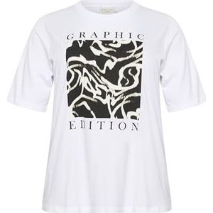 Kaffe Curve - Grafische Square T-shirt - Wit - Dames