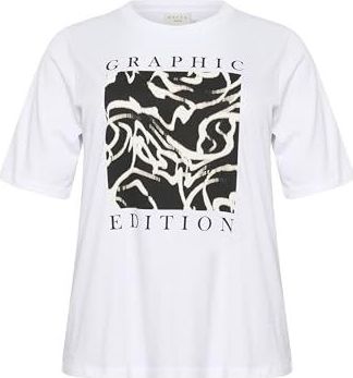 Kaffe Curve - Grafische Square T-shirt - Wit - Dames