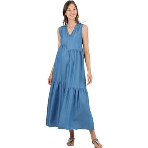 ATTESA Long Maternity Dress in Tencel with Flounces