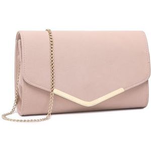 Miss Lulu Dames enveloppe clutch elegante avondtas bruidstas envelop clutch tas handtas met ketting voor bruiloft party prom, roze