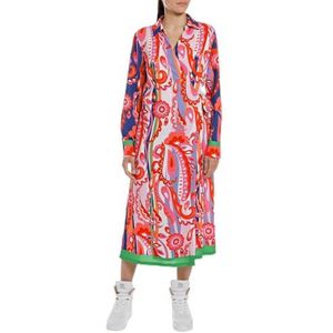 Replay W9023 jurk voor dames, 010 meerkleurig, L, 010 Veelkleurig., L