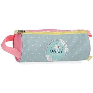 Enso Daisy pennenetui, rond, roze, 23 x 9 x 9 cm, polyester, Violeta, rond etui