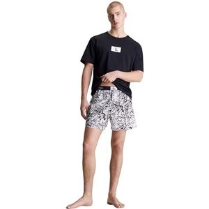Calvin Klein Heren S/S Boxerset Pyjama, Zwarte Top, Halo Bloemenprint_zwart, XL