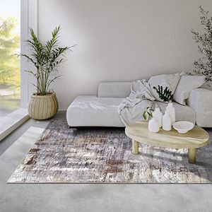 Elle Decor ation Malard tapijt, modern abstract, antislip design, laagpolig tapijt voor slaapkamer, eetkamer, woonkamer, hal, keuken, kopergoud, 80 x 150 cm