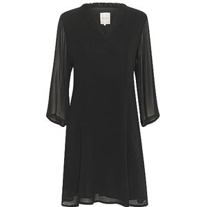 Part Two Damesjurk, doek, Above Knie, lengte, regular fit, V-hals, 3/4 mouwen, Zwart, 40