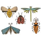 Sizzix Thinlits Die Set 5PK Funky Insecten door Tim Holtz, 665364, veelkleurig, één maat