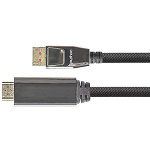 PYTHON Series Premium DisplayPort 1.4 naar HDMI 2.0 aansluitkabel - 4K / UHD @60Hz - adapterkabel - 3-voudige afscherming, volledig metalen stekker, verguld-koperen geleider - nylon vlechtwerk -