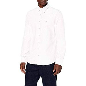 Hackett London Heren garen geverfd Oxford casual overhemd, Wit (Wit 800), XS