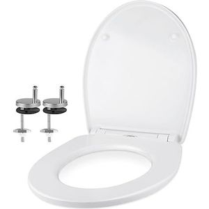 goldenwarm Ovale wc-bril, wit, duroplast, wc-deksel met softclosemechanisme, eenvoudige montage, antibacterieel wc-deksel van MDF
