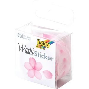 folia 26501 - Washi stickers, bloemen rosé, voorgesneden vormen van rijstpapier, 200 stuks op rol - ideaal voor het decoreren en decoreren