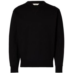 SELECTED MEN Slhrelaxluke Ls Sweat Crew Neck, zwart, M