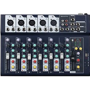 Weymic Professionele mixer | 7-kanaals 2-bus mixer met USB-ingang 48V fantoomvoeding voor het opnemen van DJ Stage Karaoke Muziek Toepassing