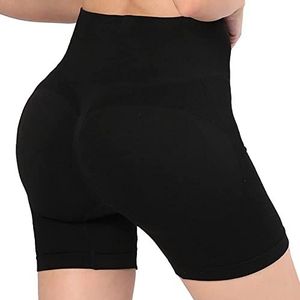 Everbellus Womens hoge rekbare gym shorts kont tillen hoge taille sport yoga shorts zwart L, Zwart, L