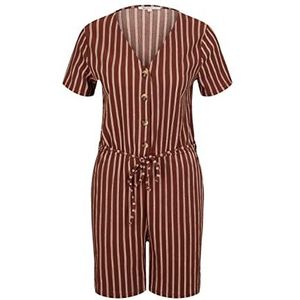 TOM TAILOR Denim Dames jumpsuit met strepen 1031414, 29650 - Brown Beige Stripe, XL