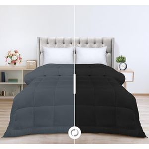 Utopia Bedding All Season Down Alternative Gewatteerde Twin/Twin XL Dekbed - Dekbedovertrek met Hoektabs - Machine Wasbaar - Bed Dekbed - Zwart/Grijs