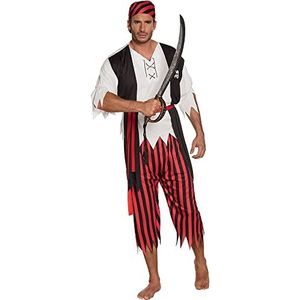 Boland 83845 - Kostuum piraat, maat M / L, set van bandana, shirt met gilet, riem en broek, voor mannen, carnaval, themafeest