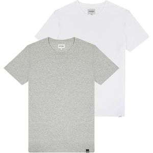 Wrangler Heren 2 Pack Tee Shirt, MID Grey Melee, Medium