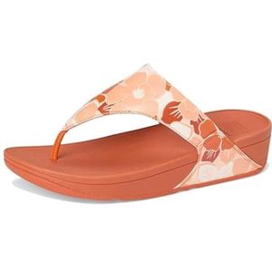 Fitflop LULU FLOWERZ lederen teenslippers voor dames, perzik, maat 36 EU, Perzik, 38 EU