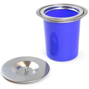 Inbouw-afvalemmer voor afvalscheiding, met deksel, uitneembare container voor keukenwerkblad van roestvrij staal en blauwe kunststof, 5 l, Ø 240 mm
