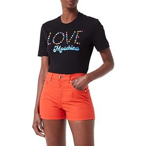 Love Moschino Dames Fancy Cotton-Linen Blend met bijpassend logo Back Tag Casual Shorts, oranje, 44 NL