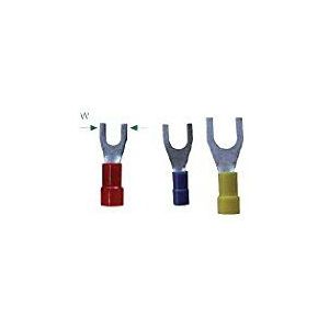 KPS 702200049 voorgeïsoleerde terminals, vork, 0,5 mm2 – 1,5 mm2 geleiderdoorsnede, metrik voor versiering 3, 5,7 mm breed, blauw, 100 stuks