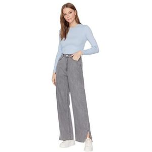 Trendyol Vrouwen bescheiden hoge taille brede pijpen regular fit jeans, grijs, 40, Grijs, 66