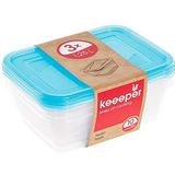 keeeper - Fredo Fresh - Voedselopslagcontainers - Transparant Blauw - Set van 3 - 3 x 1,25 l
