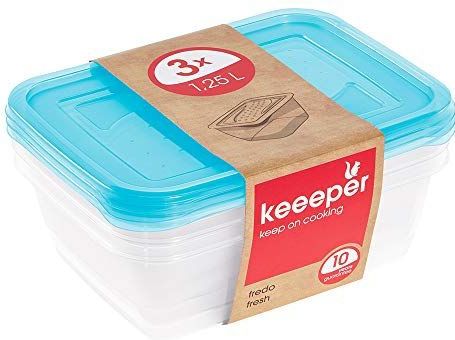 keeeper - Fredo Fresh - Voedselopslagcontainers - Transparant Blauw - Set van 3 - 3 x 1,25 l