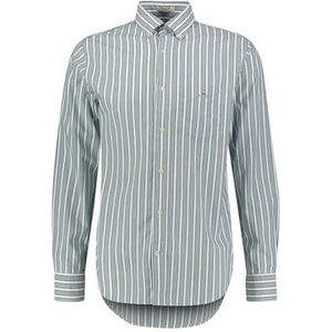 REG POPLIN Stripe Shirt, Deep Forest Green, M