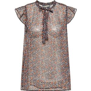 DreiMaster Vintage dames eyota - blouse met korte mouwen 37323966, marine meerkleurig, XL, Marine meerkleurig, XL