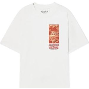 JACK & JONES Joralmeria Palms Tee Ss Crew Neck FST voor heren, wit (bright white), L