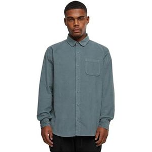 Urban Classics Heren corduroy hemd effen met knoopsluiting en button down kraag, in 5 kleuren, maat S tot 5XL, DustyBlue., S