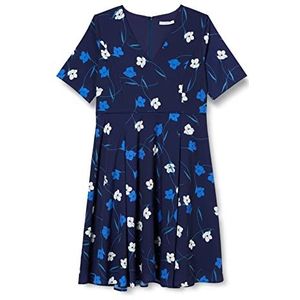 Gina Bacconi Dames Bloemen Crêpe V-hals Jurk Cocktail, marineblauw, 38 NL