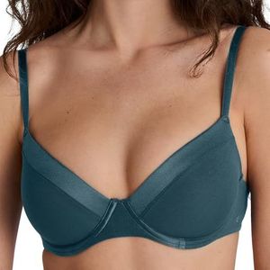 Calida Cate T-shirt-beha voor dames, verstelbare bandjes, met satijnen afwerking, Deep Dive Petrol, 75B