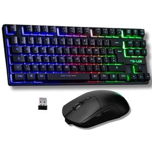 The G-Lab Oxygen EX Combo Gaming-toetsenbord en muis met RGB-led, TKL-formaat, Spaanse lay-out en draadloze gamingmuis, 3200 dpi - PC/PS4/PS5