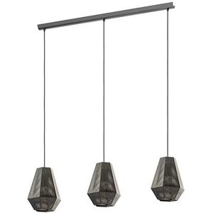 EGLO Chiavica Hanglamp, 3 lichtpunten, industrieel, vintage, modern, hanglamp van staal in zwart nikkel, eettafellamp, woonkamerlamp met E27-fitting