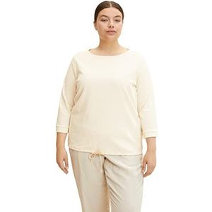 TOM TAILOR Dames Plussize T-shirt met trekkoord 1034701, 28130 - Soft Buttercream, 46 Grote maten