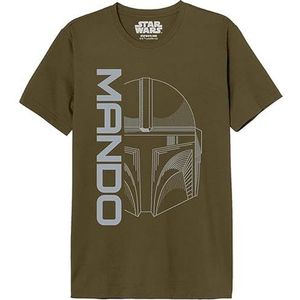 Star Wars Mandalorian - Mando Icon and Logo, MESWMANTS206 T-shirt, heren, leger, maat S, Het leger., S